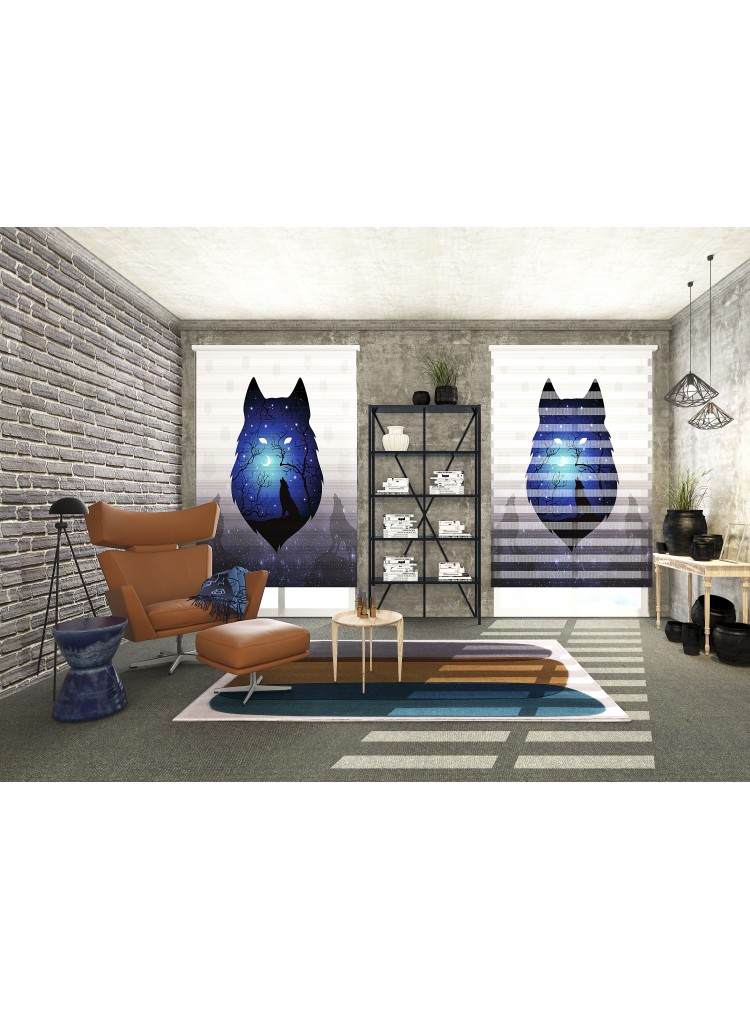 ZEBRA PERDE MAVİ KURT MODELİ